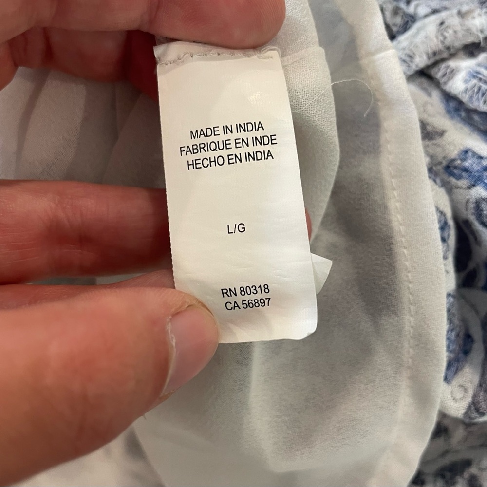 LUCKY BRAND White & Blue Floral Print Felice Midi Dress - Picture 8 of 9